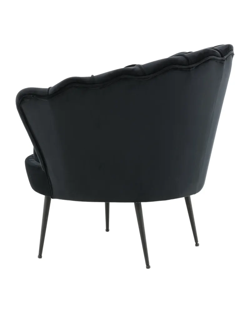 Calais Cocktailsessel in Muschelform in Schwarz, Polyester-Samt, Ansicht 5
