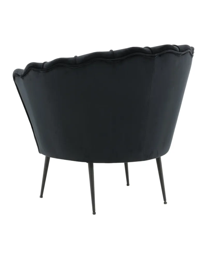 Calais Cocktailsessel in Muschelform in Schwarz, Polyester-Samt, Ansicht 6