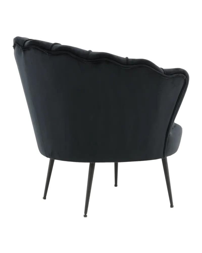 Calais Cocktailsessel in Muschelform in Schwarz, Polyester-Samt, Ansicht 9