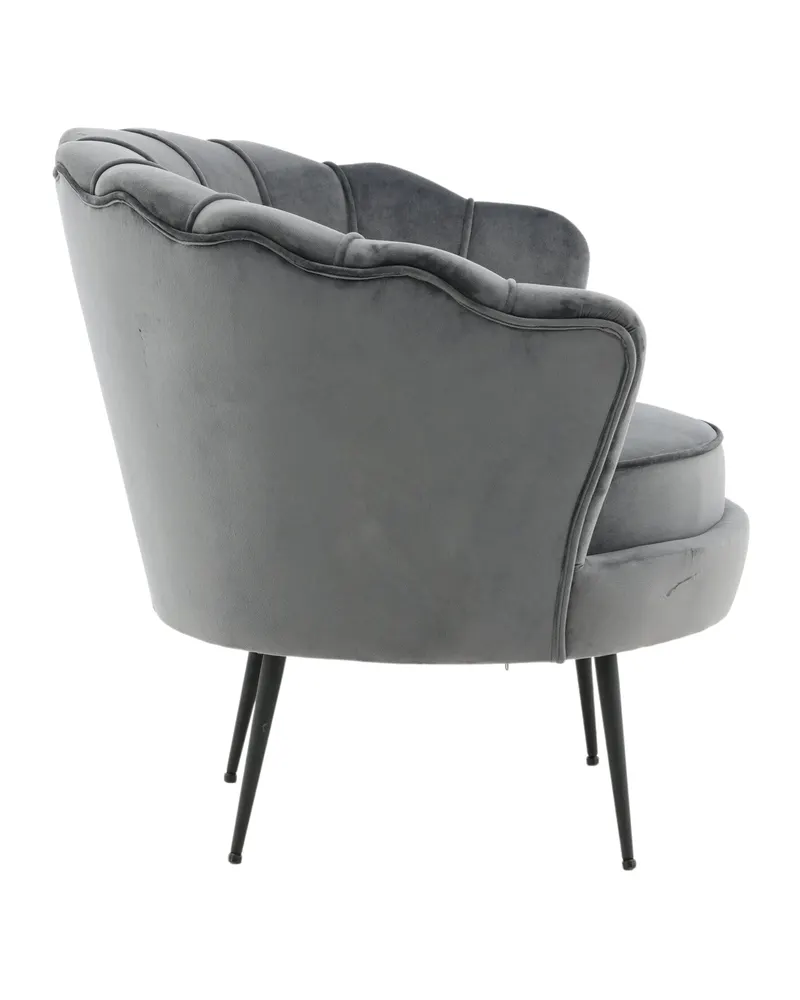 Calais Cocktailsessel in Muschelform in Dunkelgrau, Gestell Schwarz, Polyester-Samt, Ansicht 10
