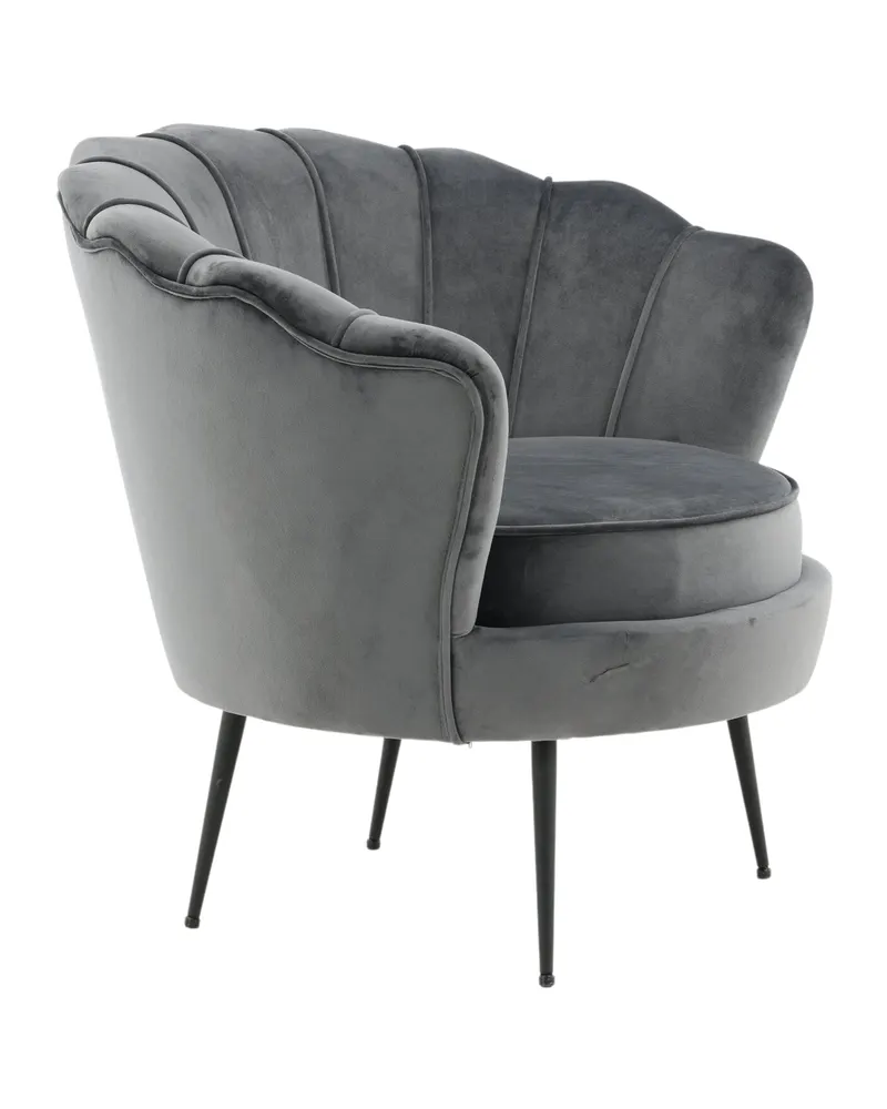 Calais Cocktailsessel in Muschelform in Dunkelgrau, Gestell Schwarz, Polyester-Samt, Ansicht 11