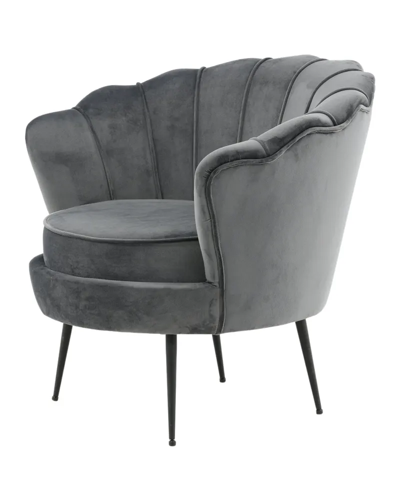 Calais Cocktailsessel in Muschelform in Dunkelgrau, Gestell Schwarz, Polyester-Samt, Ansicht 3