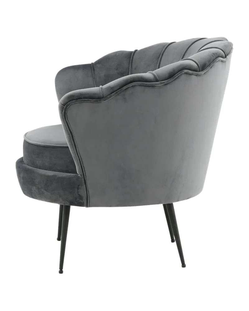 Calais Cocktailsessel in Muschelform in Dunkelgrau, Gestell Schwarz, Polyester-Samt, Ansicht 4