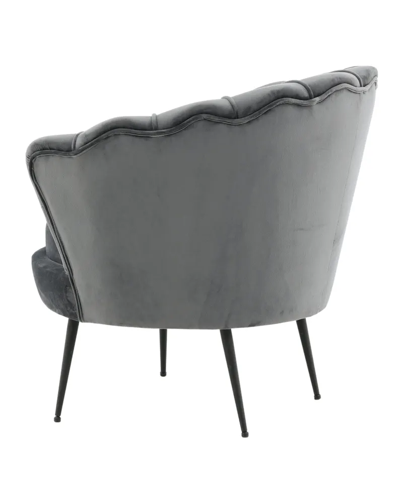 Calais Cocktailsessel in Muschelform in Dunkelgrau, Gestell Schwarz, Polyester-Samt, Ansicht 5