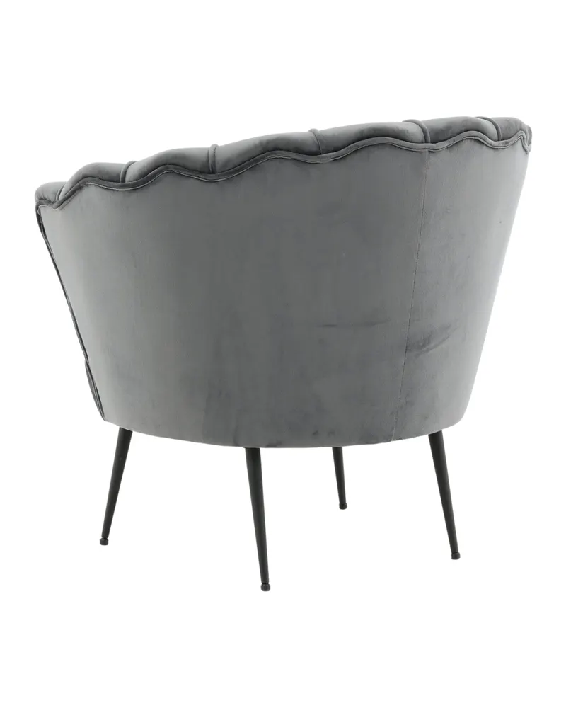 Calais Cocktailsessel in Muschelform in Dunkelgrau, Gestell Schwarz, Polyester-Samt, Ansicht 6