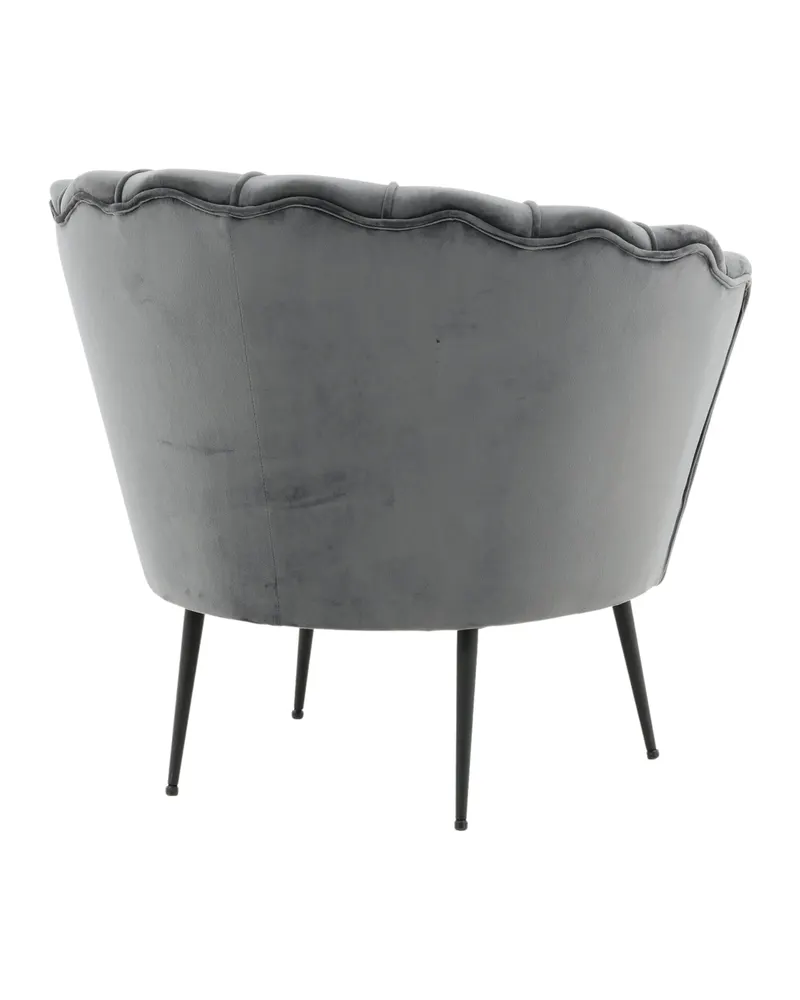 Calais Cocktailsessel in Muschelform in Dunkelgrau, Gestell Schwarz, Polyester-Samt, Ansicht 8