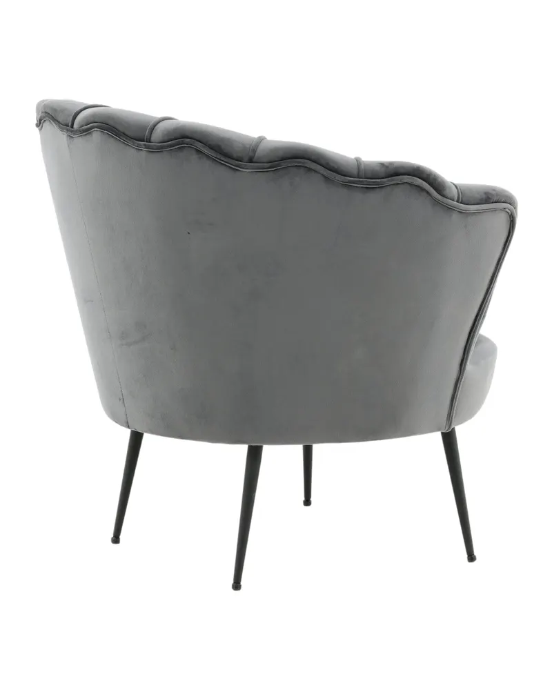Calais Cocktailsessel in Muschelform in Dunkelgrau, Gestell Schwarz, Polyester-Samt, Ansicht 9