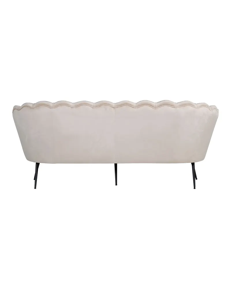Calais Sofa mit Muschel-Rückenlehne in Beige, Gestell Schwarz, Polyester-Samt, Ansicht 2