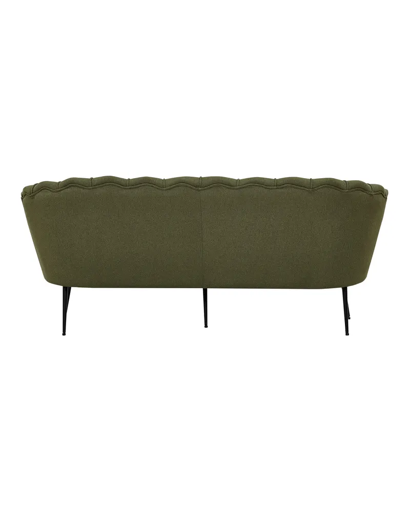 Calais Sofa mit Muschel-Rückenlehne in Grün, Gestell Schwarz, Polyester, Ansicht 2
