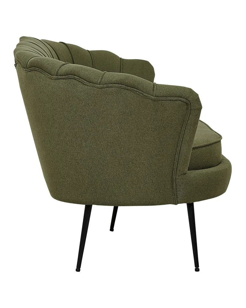 Calais Sofa mit Muschel-Rückenlehne in Grün, Gestell Schwarz, Polyester, Ansicht 4