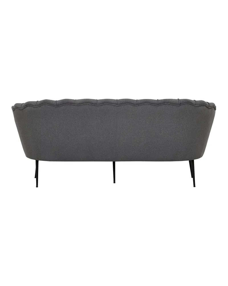 Calais Sofa mit Muschel-Rückenlehne in Grau, Gestell Schwarz, Polyester, Ansicht 2