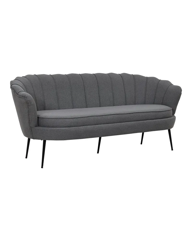 Calais Sofa mit Muschel-Rückenlehne in Grau, Gestell Schwarz, Polyester, Ansicht 3