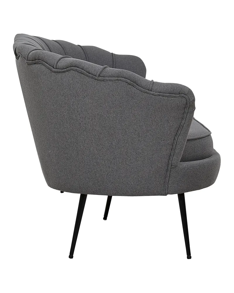 Calais Sofa mit Muschel-Rückenlehne in Grau, Gestell Schwarz, Polyester, Ansicht 4