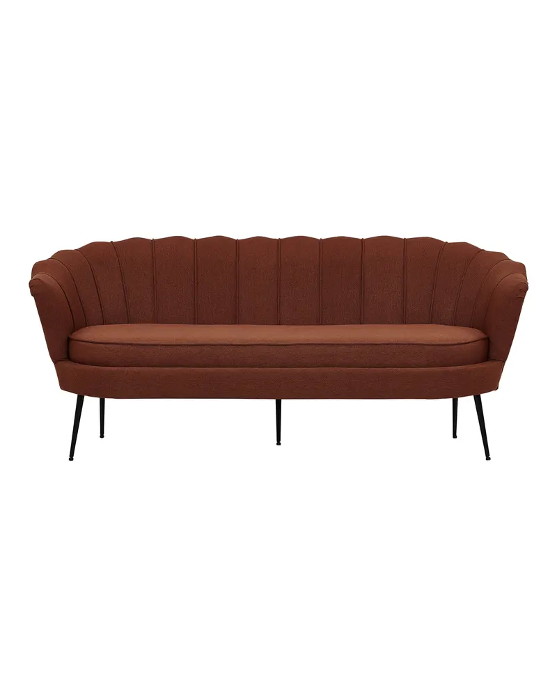 Calais Sofa mit Muschel-Rückenlehne in Rot, Gestell Schwarz, Polyester, Ansicht 1