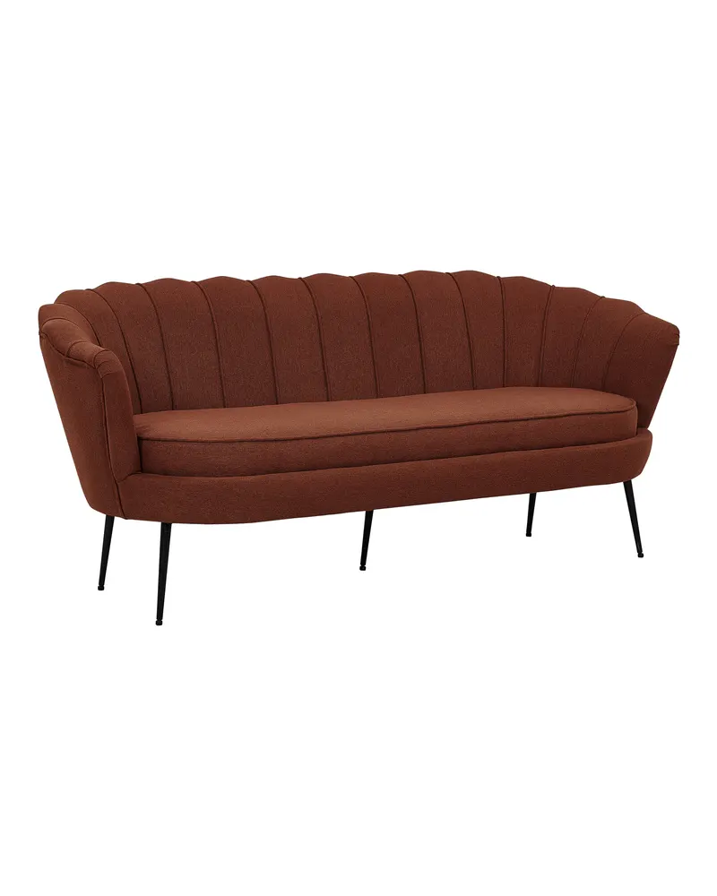 Calais Sofa mit Muschel-Rückenlehne in Rot, Gestell Schwarz, Polyester, Ansicht 3
