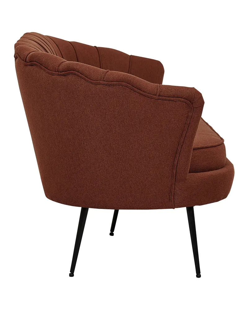 Calais Sofa mit Muschel-Rückenlehne in Rot, Gestell Schwarz, Polyester, Ansicht 4