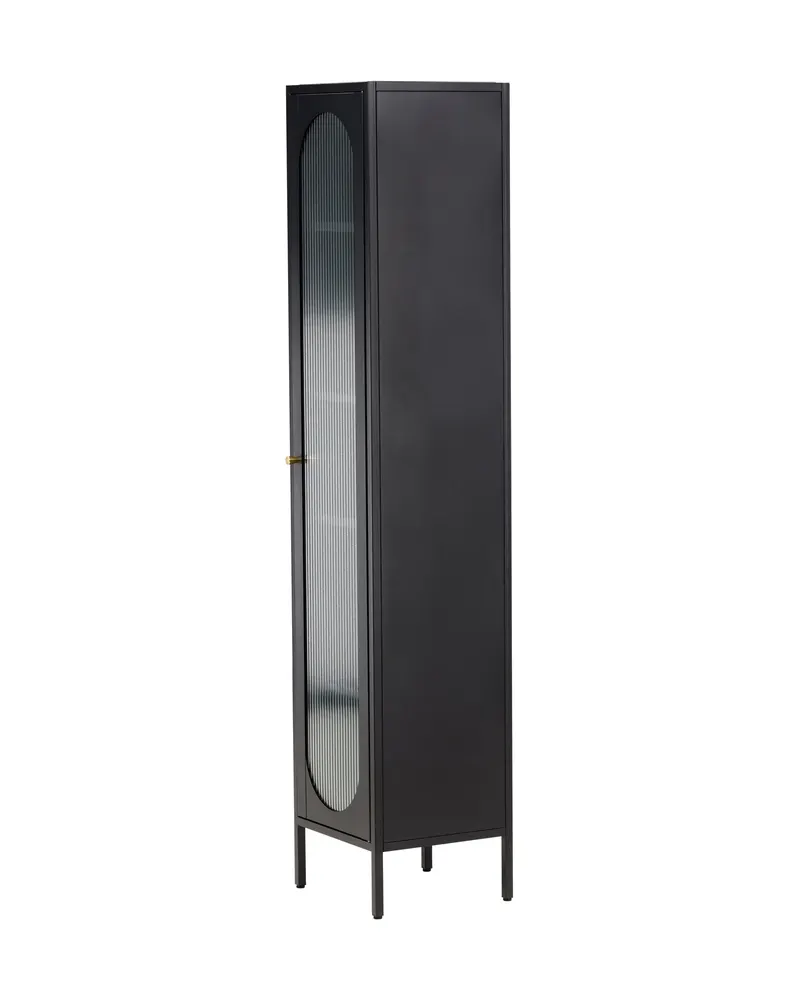 Cali schmales Highboard mit gewellter Glastür in Schwarz, Ansicht 6