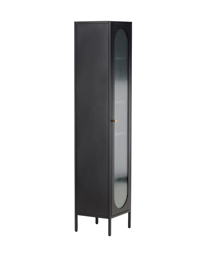 Cali schmales Highboard mit gewellter Glastür in Schwarz, Ansicht 12
