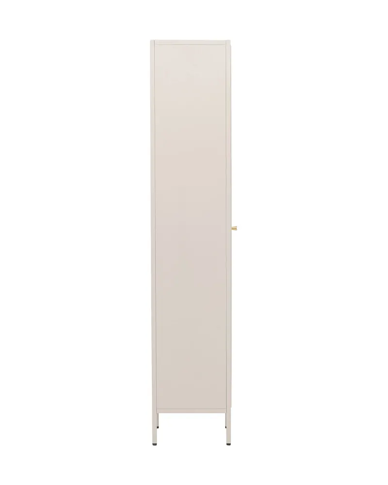 Cali schmales Highboard mit gewellter Glastür in Beige, Ansicht 4