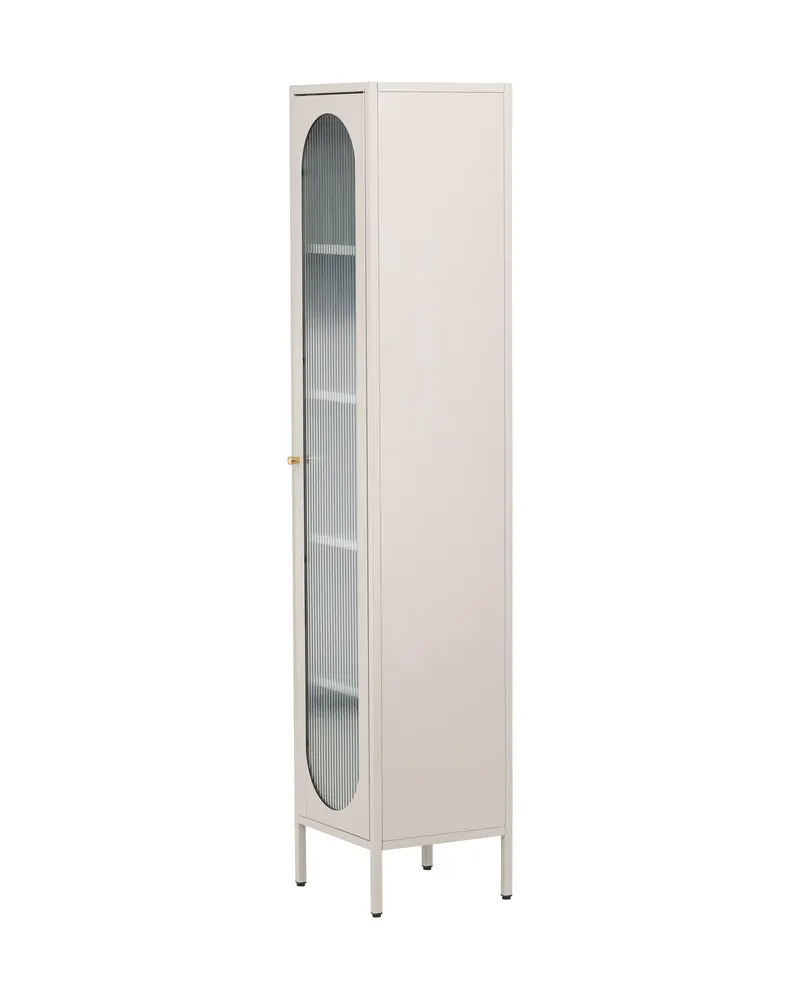 Cali schmales Highboard mit gewellter Glastür in Beige, Ansicht 6