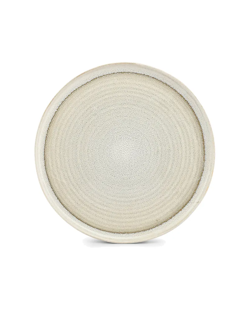 Cameo Teller mit reaktiver Glasur in Beige und Grün
