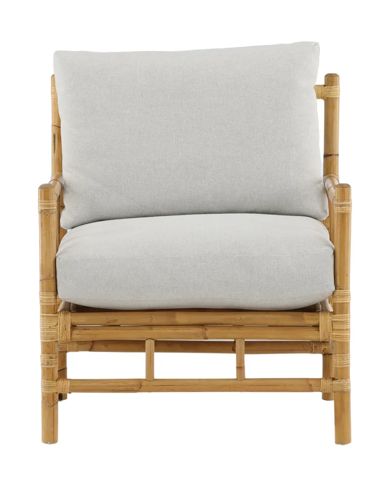 Cane Loungesessel aus Rattan mit hellgrauen Kissen
