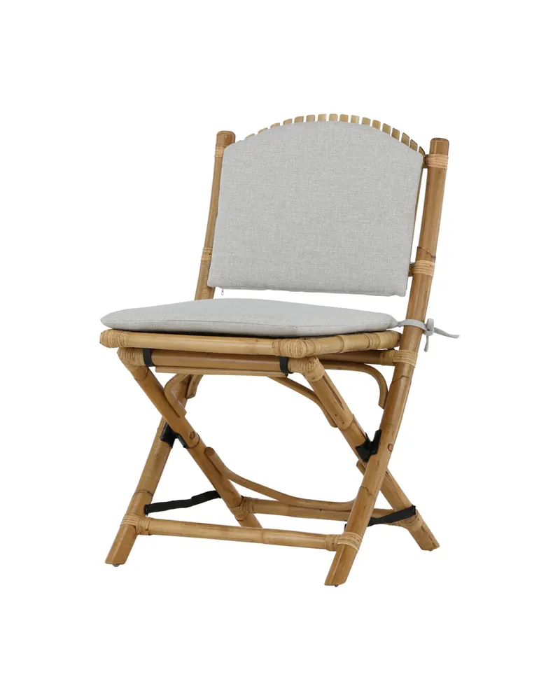 Cane Gartenstuhl aus Rattan, klappbar, mit grauem Kissen