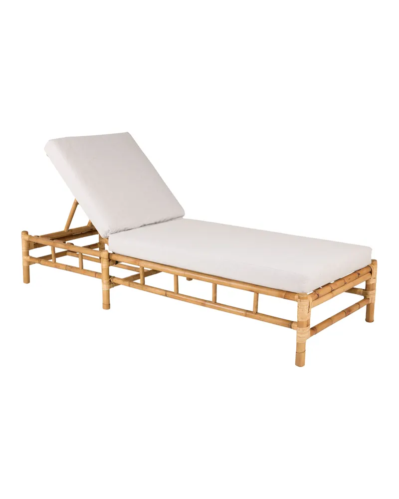 Cane Sonnenliege aus Rattan mit weißer Auflage, 80 cm breit, Weiß, Natur