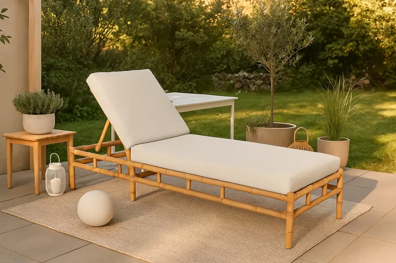 Cane Sonnenliege aus Rattan mit Auflage, im Wohnraum, Ansicht 2