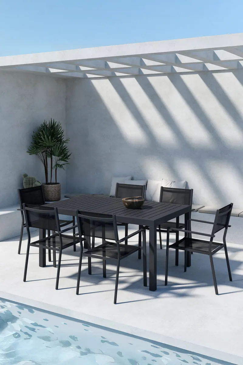 Capo & Copacabana Gartenmöbel-Set mit ausziehbarem Tisch und 6 Stühlen, im Wohnraum, Ansicht 2