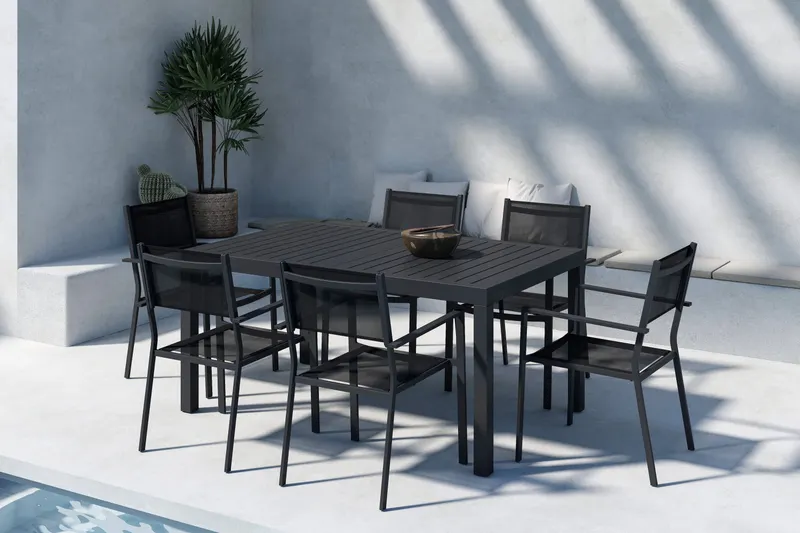 Capo & Copacabana Gartenmöbel-Set mit ausziehbarem Tisch und 6 Stühlen, im Wohnraum, Ansicht 4
