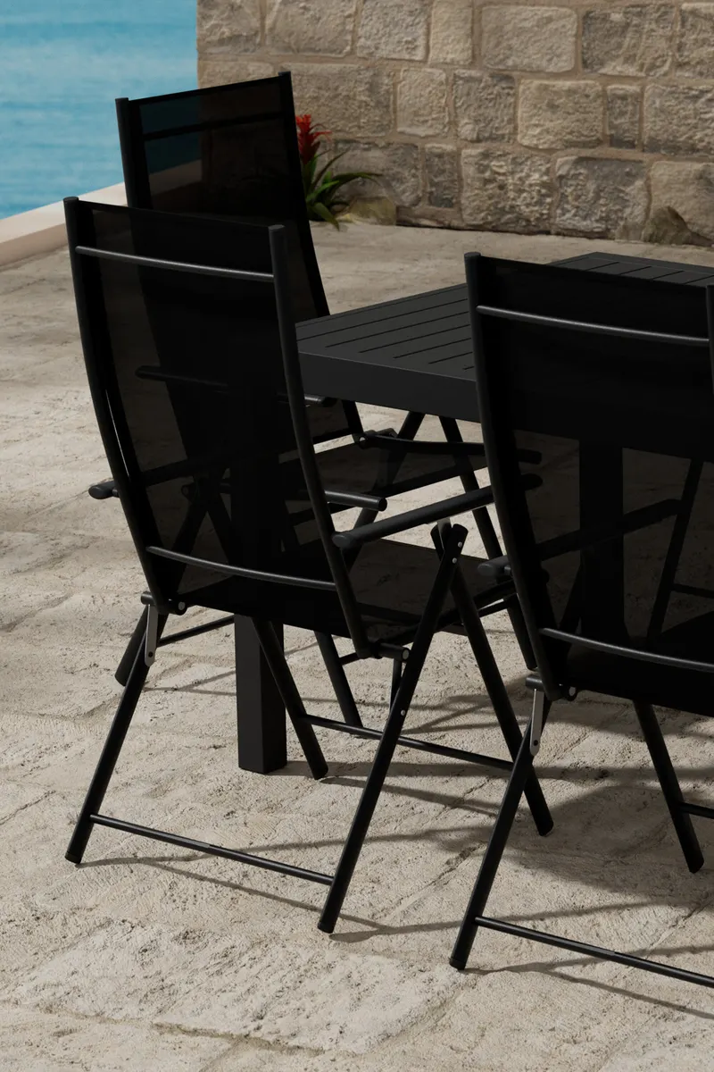 Capo & Levanzo Gartenmöbel-Set mit ausziehbarem Tisch und 6 Klappstühlen, im Wohnraum, Ansicht 2