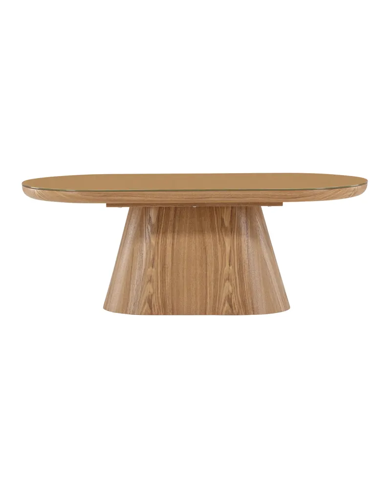 Castor ovaler Couchtisch 120 × 60 cm mit Glasplatte in Natur