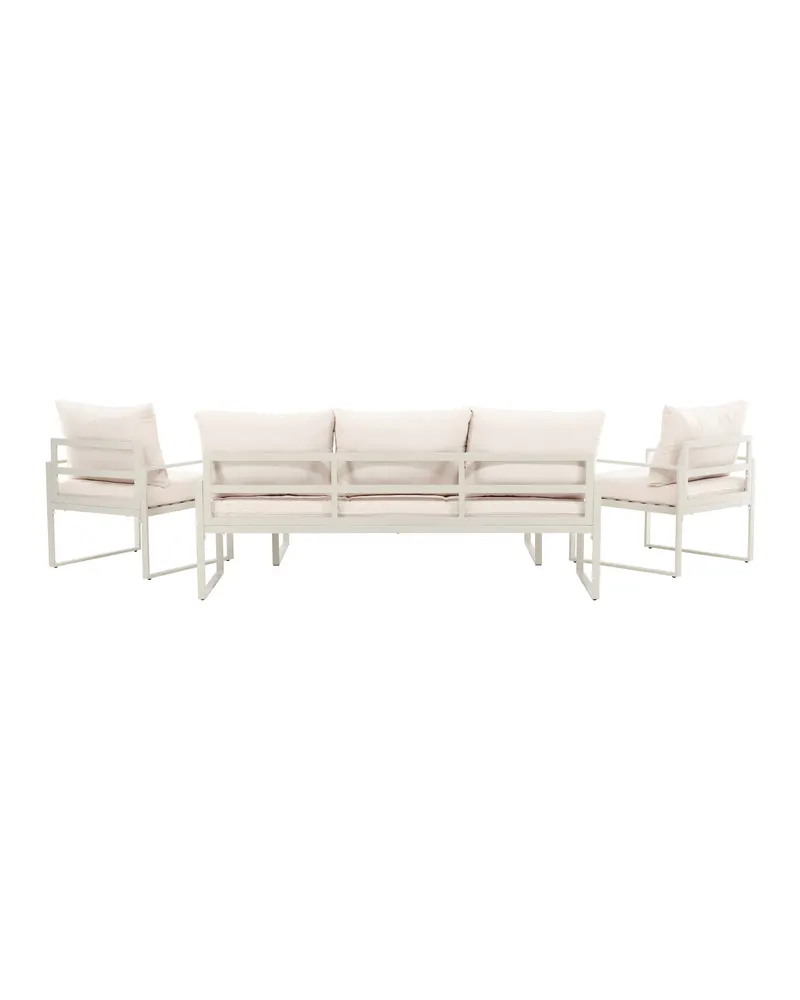 Catania Gartenlounge mit Sofa, zwei Sesseln und Glastisch in Beige, Ansicht 9