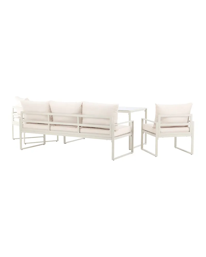 Catania Gartenlounge mit Sofa, zwei Sesseln und Glastisch in Beige, Ansicht 10