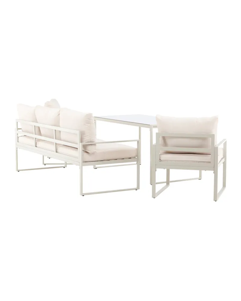 Catania Gartenlounge mit Sofa, zwei Sesseln und Glastisch in Beige, Ansicht 11