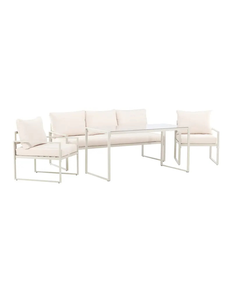 Catania Gartenlounge mit Sofa, zwei Sesseln und Glastisch in Beige, Ansicht 12