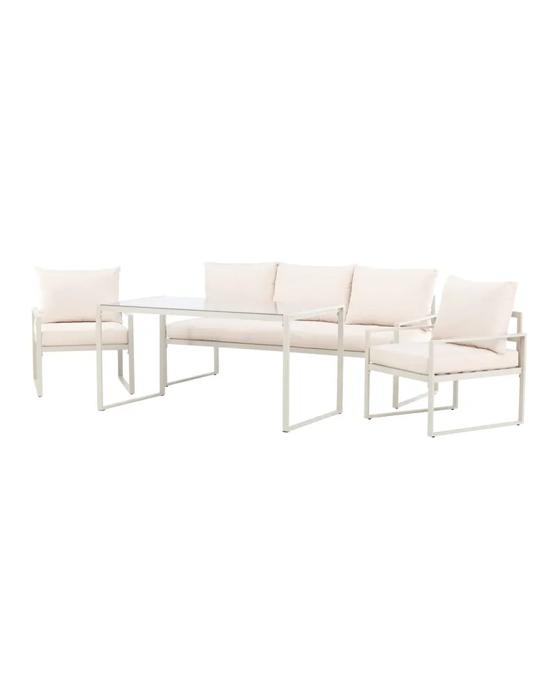 Catania Gartenlounge mit Sofa, zwei Sesseln und Glastisch in Beige, Ansicht 3