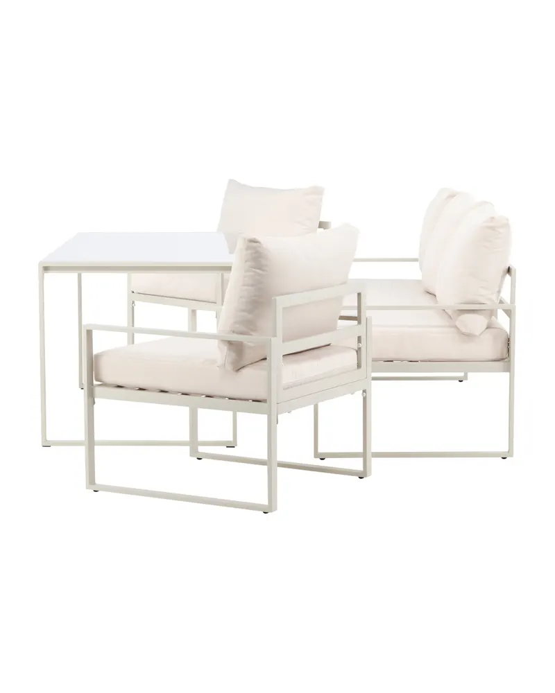 Catania Gartenlounge mit Sofa, zwei Sesseln und Glastisch in Beige, Ansicht 4