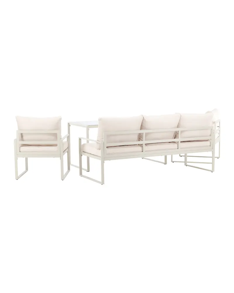 Catania Gartenlounge mit Sofa, zwei Sesseln und Glastisch in Beige, Ansicht 5