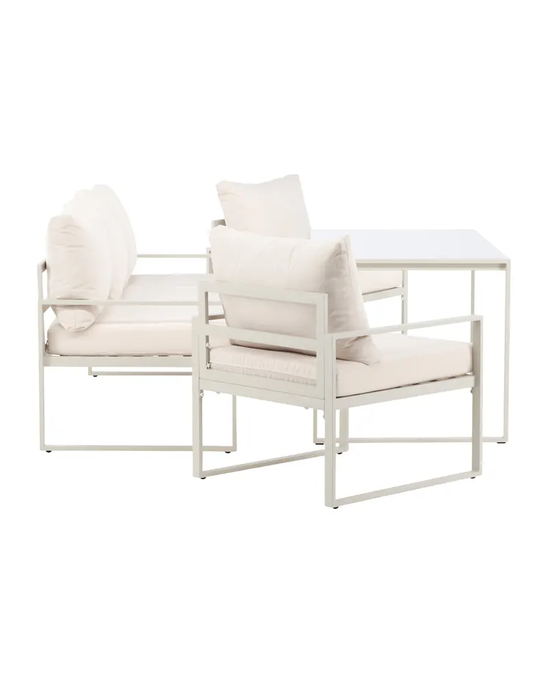 Catania Gartenlounge mit Sofa, zwei Sesseln und Glastisch in Beige, Ansicht 6