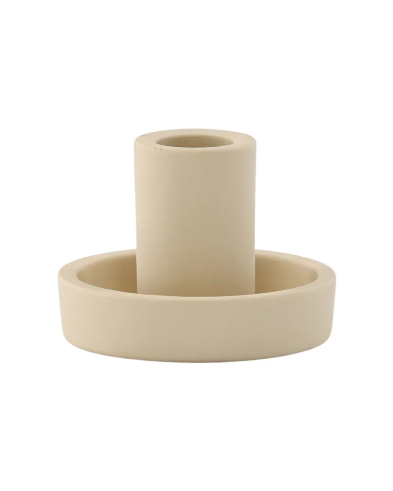 Ceco Kerzenständer aus Ton mit Tülle in flacher Schale in Beige, Ansicht 8