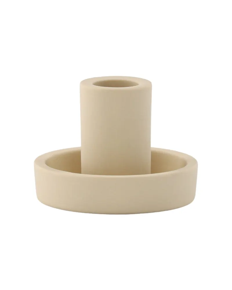 Ceco Kerzenständer aus Ton mit Tülle in flacher Schale in Beige, Ansicht 9