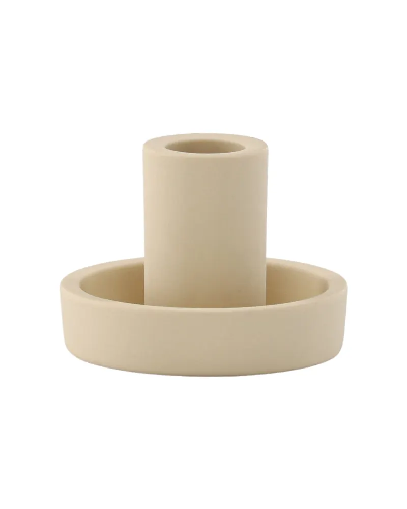 Ceco Kerzenständer aus Ton mit Tülle in flacher Schale in Beige, Ansicht 10