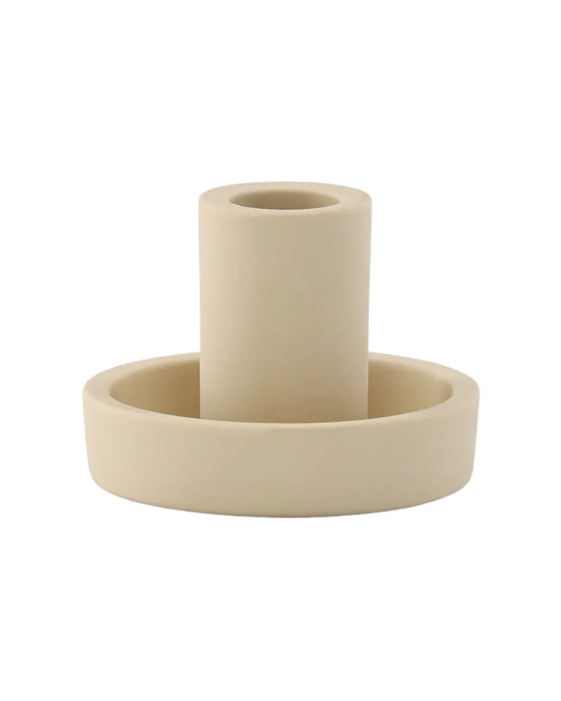 Ceco Kerzenständer aus Ton mit Tülle in flacher Schale in Beige, Ansicht 11