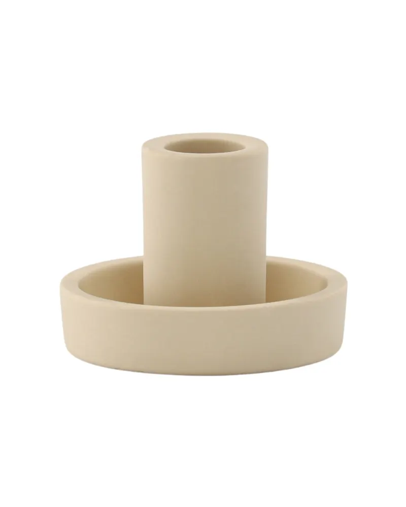 Ceco Kerzenständer aus Ton mit Tülle in flacher Schale in Beige, Ansicht 12