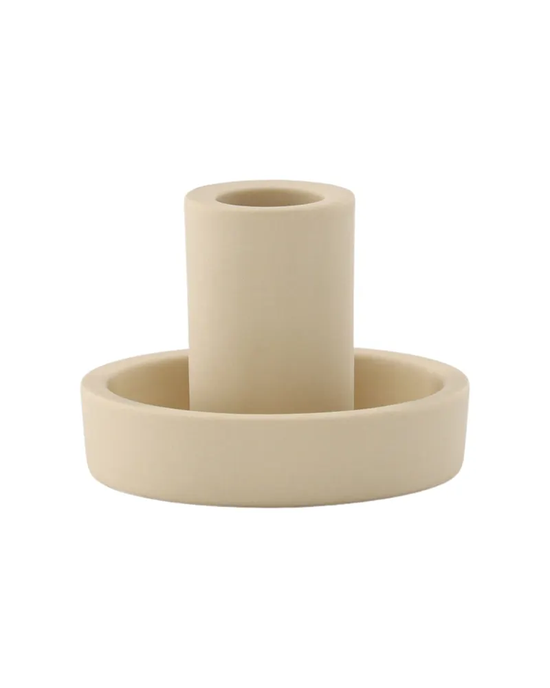 Ceco Kerzenständer aus Ton mit Tülle in flacher Schale in Beige, Ansicht 6