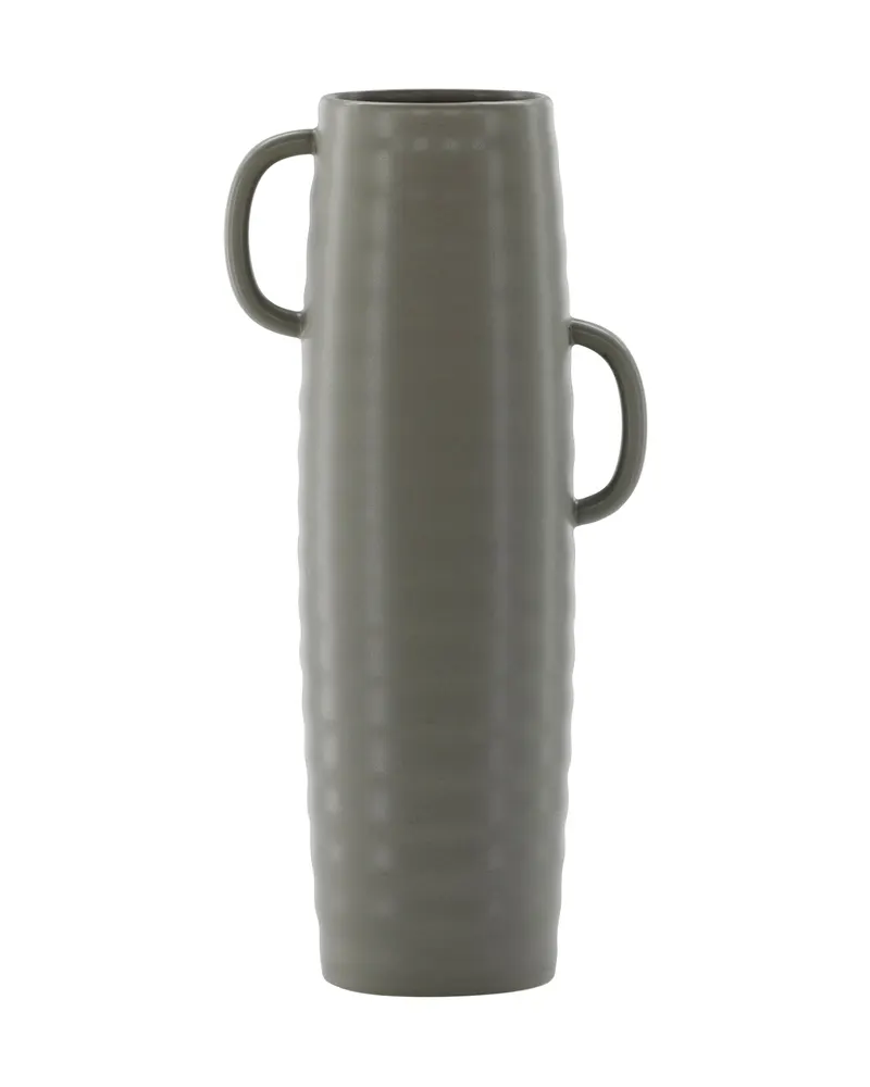 Cent Vase mit Henkel aus Steinzeug in Ø 13 cm, Dunkelgrau, Ansicht 1