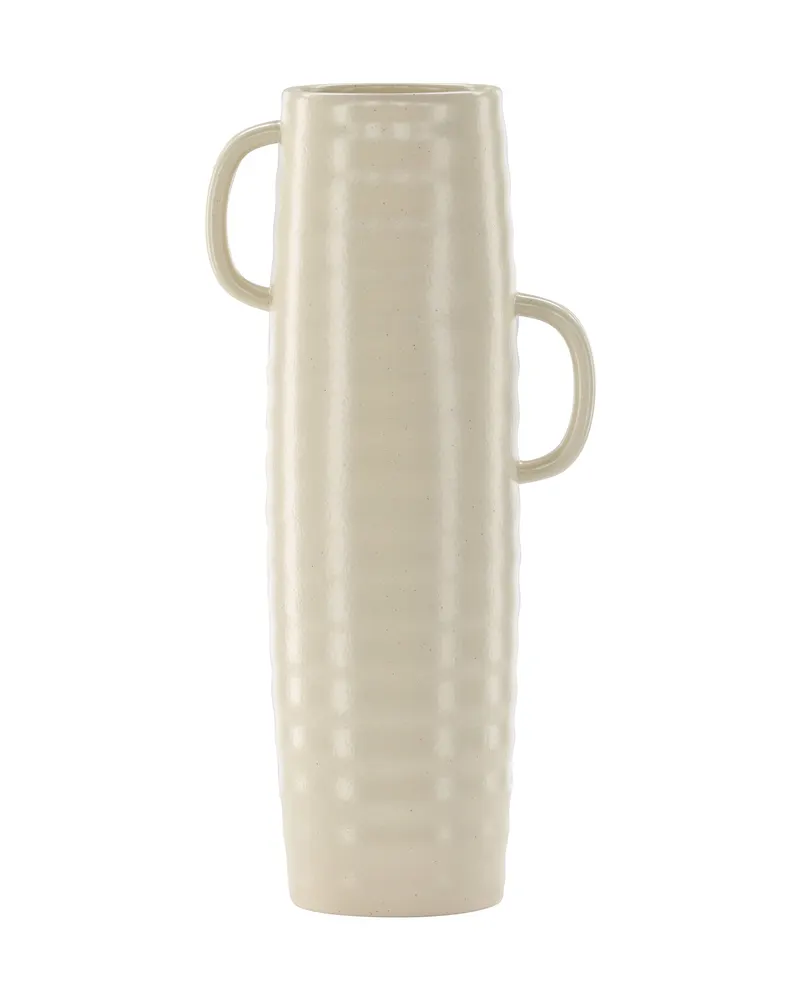 Cent Vase mit Henkel aus glasiertem Steinzeug, Beige