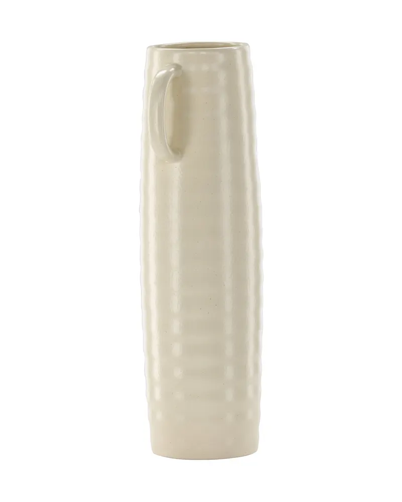 Cent Vase mit Henkel aus Steinzeug in Ø 13 cm, Beige, Ansicht 3